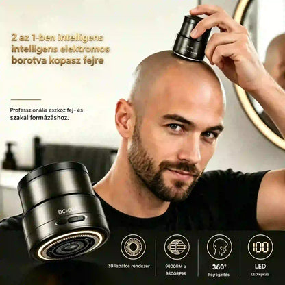 📢📢 50% KEDVEZMÉNY! ⏰ 2 az 1-ben intelligens elektromos borotva kopasz fejre és szakállvágó digitális kijelzővel