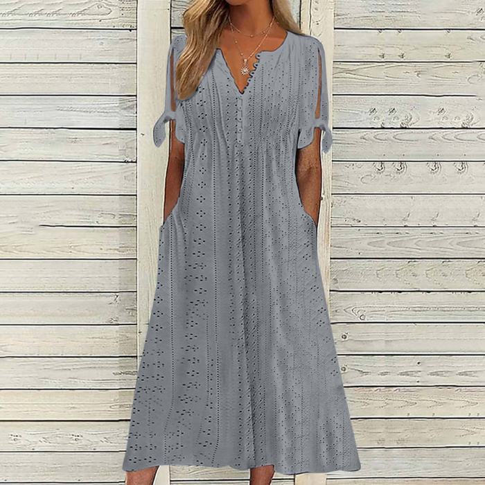 🔥【Időkorlátos akció – féláron!】[S-5XL]👗Egyszerű és gyönyörű egyszínű ruha