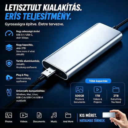 Utolsó nap, amikor 50%-ot olcsóbban vásárolhatsz - Hordozható külső SSD meghajtó - Védd meg fotóidat, videóidat és fontos fájljaidat.