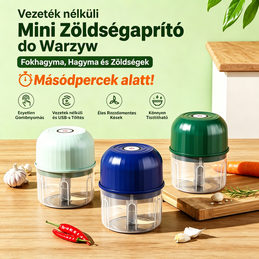 🔥2 darab csak 9500 Ft-ért! ⏱️🥕 Zöldségeket apríts másodpercek alatt - Vezeték nélküli mini zöldségaprító!