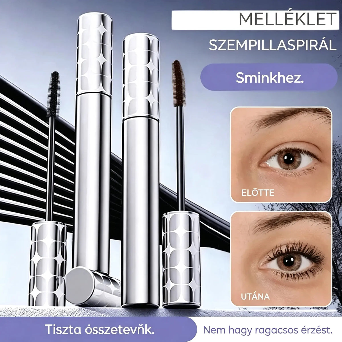 🥳Vásárolj egyet, kapsz egyet ingyen: 👁️✨ Csodálatos, egész napon át tartó, elkenődésmentes pillákat varázsol! Vízálló szempillaspirál szálakkal a természetes, dús eredményért💖