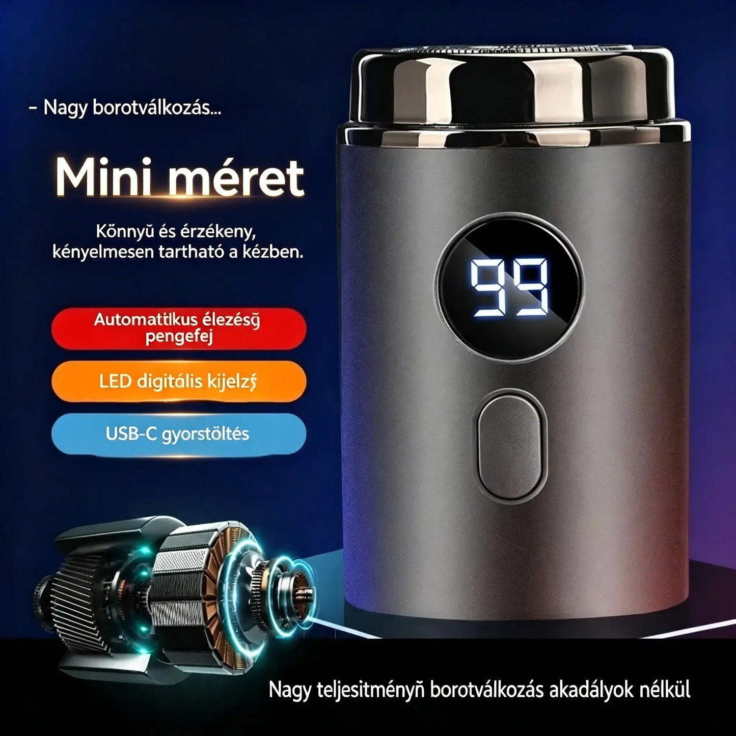 🔥Legnagyobb ajánlat: 50% KEDVEZMÉNY🔥Erőteljes mini elektromos borotva férfiaknak digitális kijelzővel