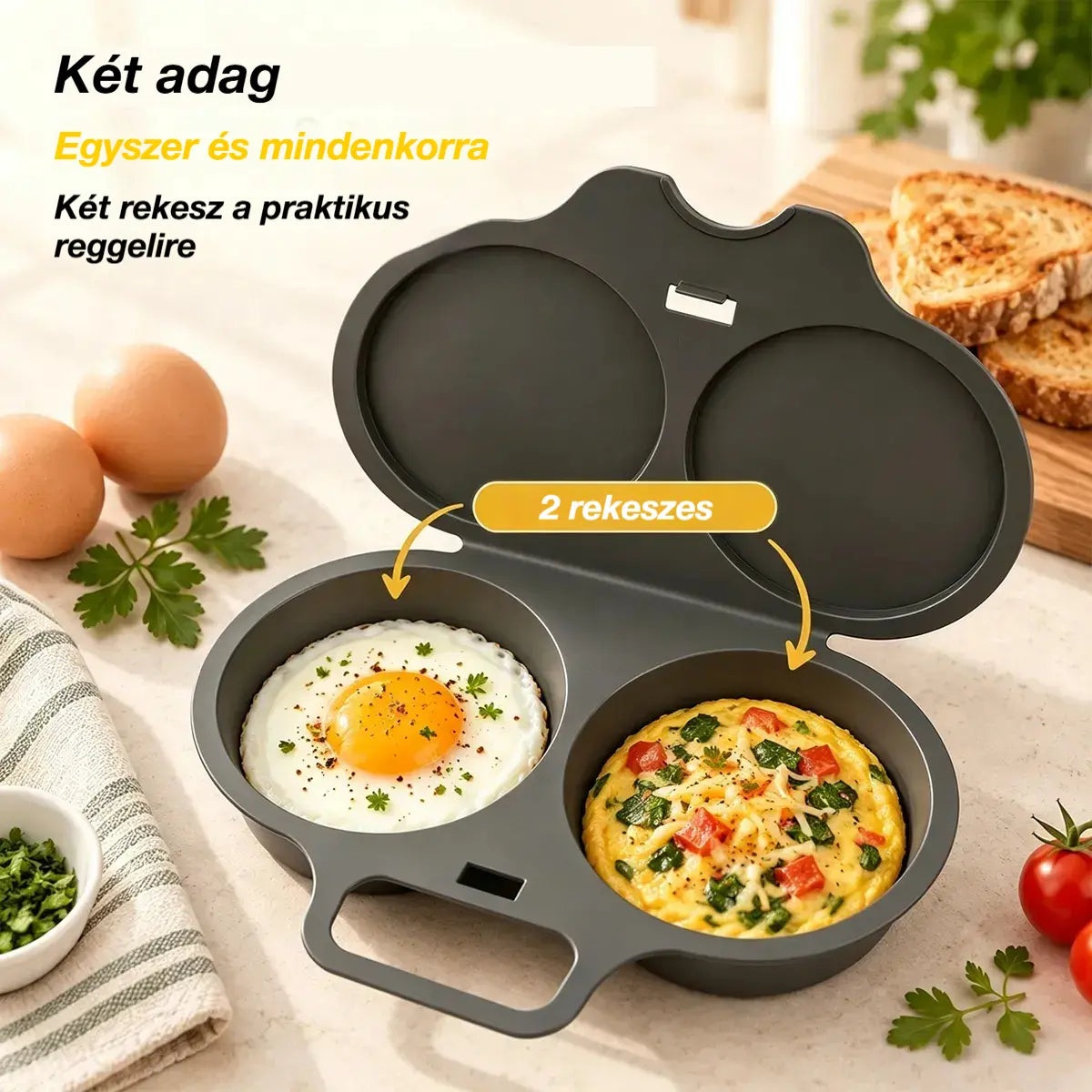 🎁2 darab 7200  Ft💥Mikrohullámú tojásfőző: dupla üregű, tapadásmentes és könnyen tisztítható.🏠