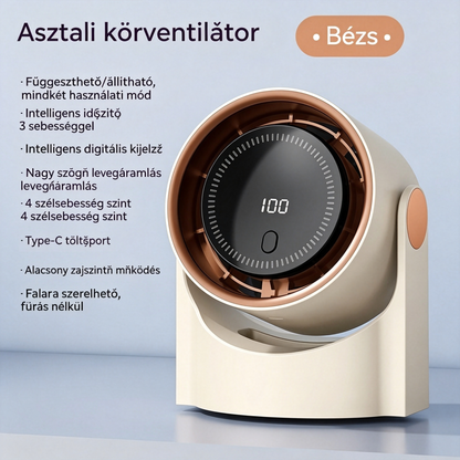 🧊🍃Új, lapát nélküli, turbina stílusú asztali ventilátor (falra szerelhető)