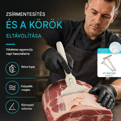 Professzionális sertésszőr-, pata- és bőrtisztító - Ultraéles rozsdamentes acél kés, csíptetős kialakítás és gyors pengecsere (2 nyél + 20 penge) 🔪🐖✨