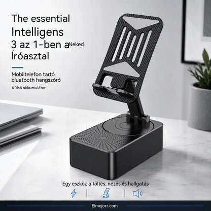 🔥 3 az 1-ben: Bluetooth hangszóró + töltő + 360°-os mobiltelefon-állvány 📱🔊⚡