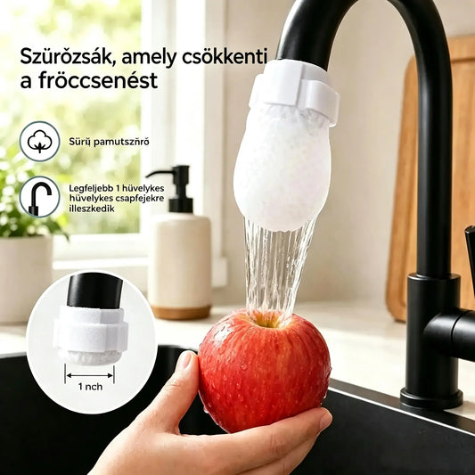 150 szűrő + 30 tépőzáras csík ✨ Fröccsenésgátló szűrő konyhai csaptelephez | Másodpercek alatt kiszűri az üledéket, a rozsdát és a szennyeződéseket 💧