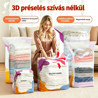 🧳【2000 Ft darabonként】💨 Nagy kapacitású, összenyomható vákuumos tárolózsák: Nincs szükség légpumpára, szivárgásmentes kialakítás, ideális helytakarékosságra a bőröndben és otthon ✈️