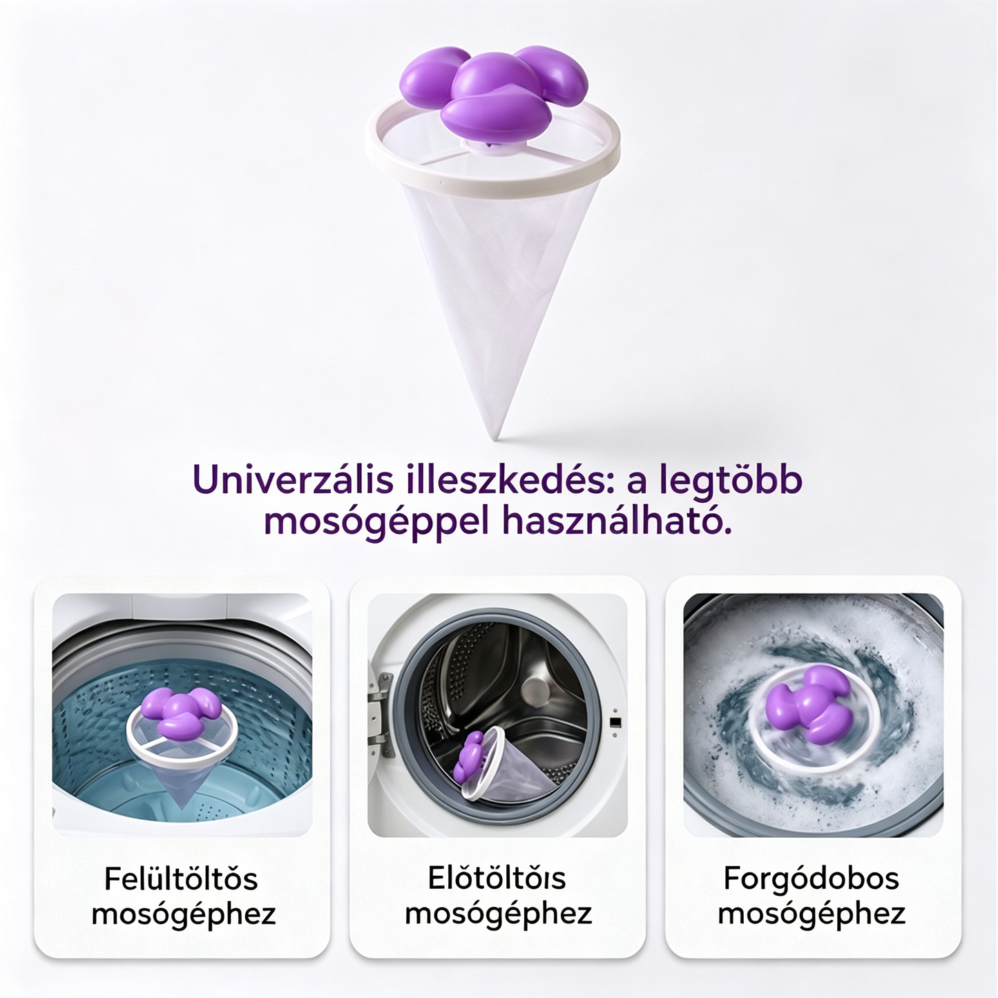 🌀 6 darabos csomag mindössze 9170 forintért ✨ Úszó mosógép szűrőháló — Hatékonyan felfogja a szöszöket, hajat és állatszőrt minden mosás során 🧺