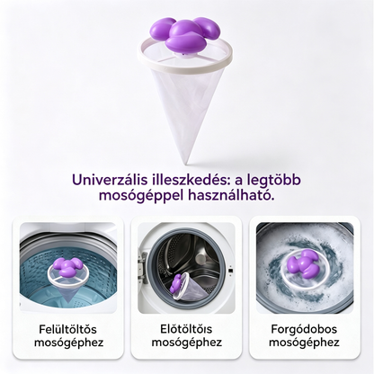 🌀 6 darabos csomag mindössze 9170 forintért ✨ Úszó mosógép szűrőháló — Hatékonyan felfogja a szöszöket, hajat és állatszőrt minden mosás során 🧺