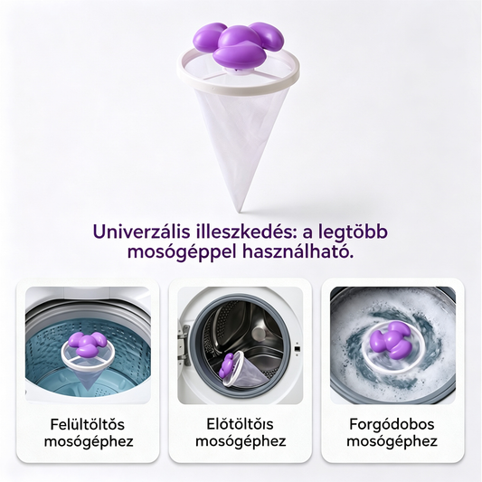 🌀 6 darabos csomag mindössze 9170 forintért ✨ Úszó mosógép szűrőháló — Hatékonyan felfogja a szöszöket, hajat és állatszőrt minden mosás során 🧺