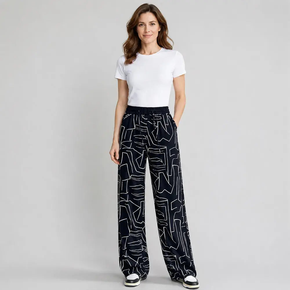 👖Női magas derekú jégselyem nadrág – laza szabású, plus size méretek (40–100 kg) – lélegző, bő szárú nyári nadrág