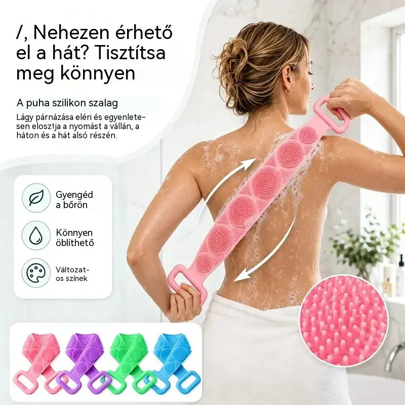 🔥Vásárolj 1-et, kapsz 1-et ingyen 🛁 Kétoldalas szilikon fürdőkesztyű – Extra hosszú testradír a könnyű háttisztításhoz