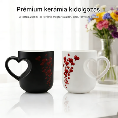 📢📢50% kedvezmény!!! ⏰ Valentin-napi kerámia bögre szív alakú, színét változtató füllel💝✨