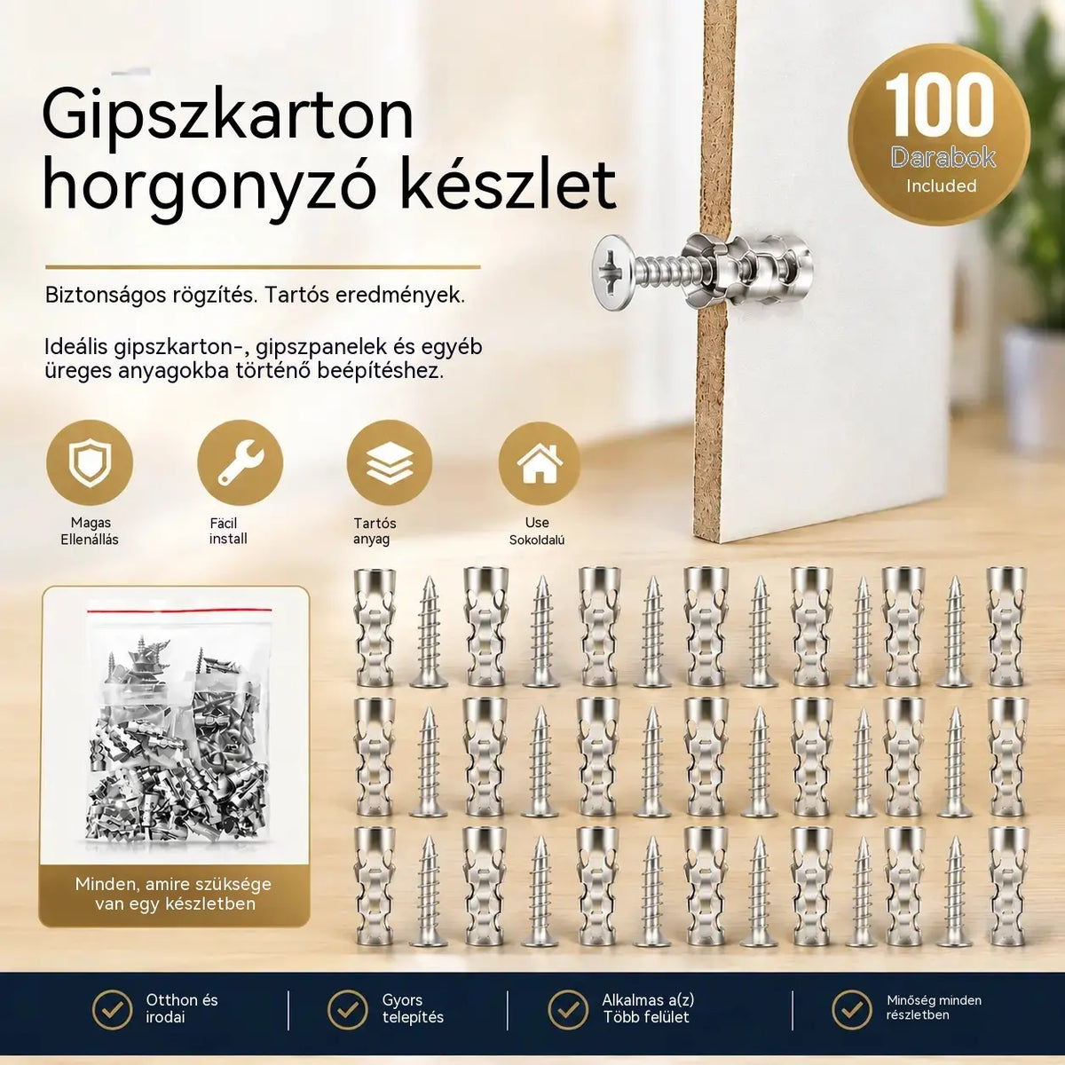【🔥100 szett akciósan】🧰⚒️ Bútorjavítás, rövid tágulási csavarok, kő/csempe/szekrénypántok javítása és szerelése.