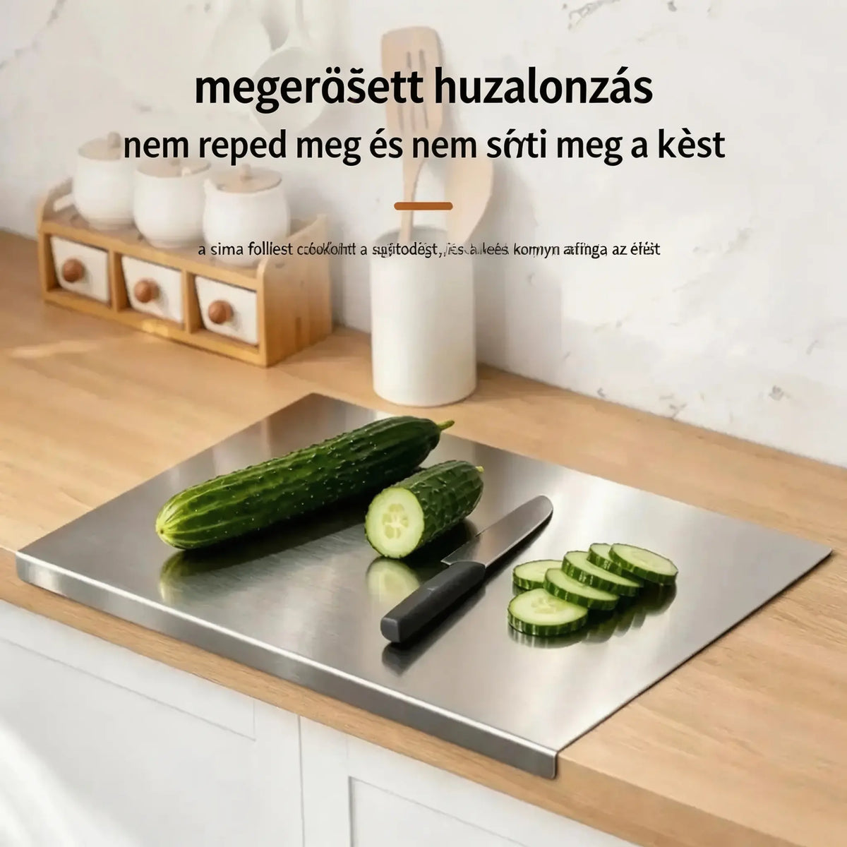 🔪 Rozsdamentes acél vágódeszka hajtott széllel – Extra vastag és multifunkcionális, ideális professzionális konyhákba és otthoni használatra 🍽️