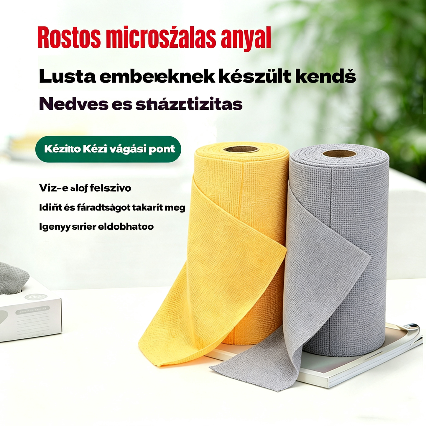 ✨🧼Újrafelhasználható tisztítókendő tekercsek, amelyek egyenként letéphetők.