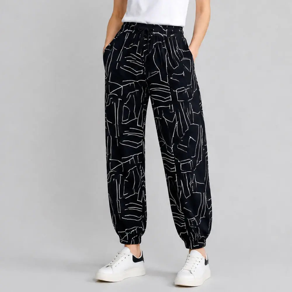 👖Női magas derekú jégselyem nadrág – laza szabású, plus size méretek (40–100 kg) – lélegző, bő szárú nyári nadrág